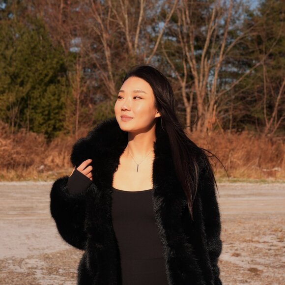 Mango Faux Fur Coat with Lapel - Picture 3 of 3